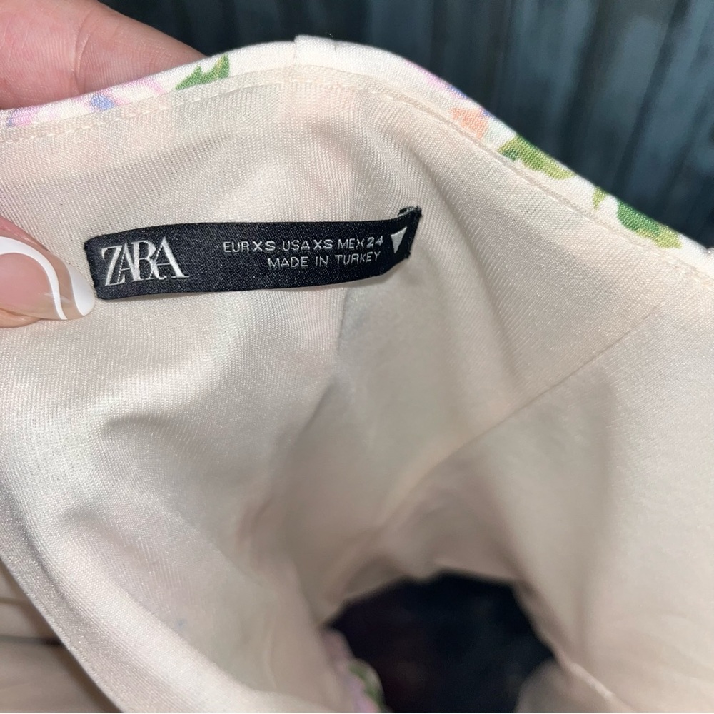 Zara Floral Corset Top XS Cream Pastel Blogger Favorite Bustier Coquette Style - Picture 7 of 10